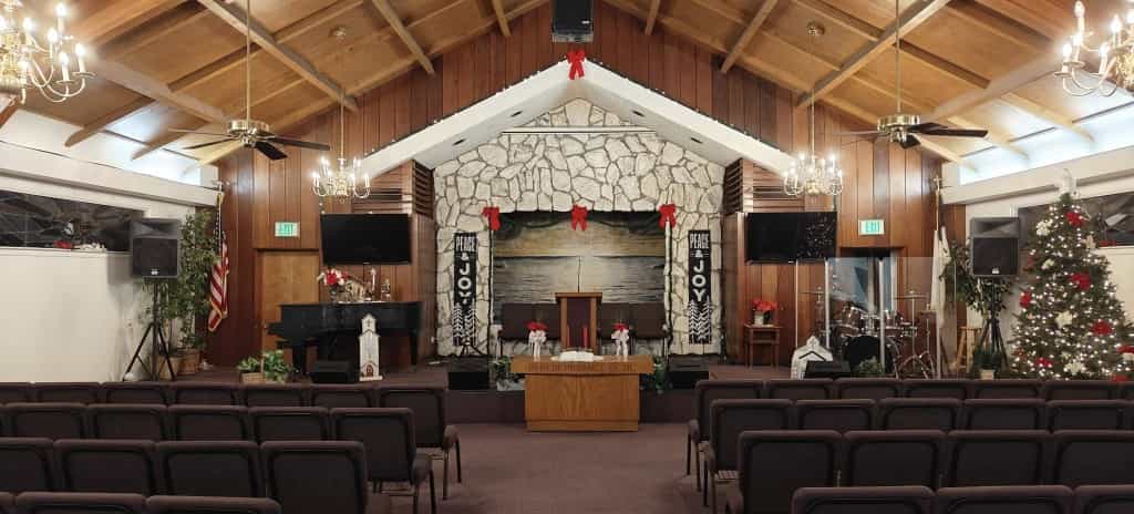 The sanctuary at Cornerstone Church of God (Holiness).